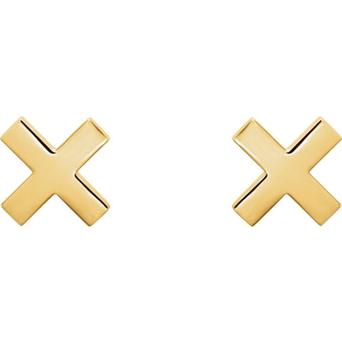 14k Yellow Gold "X" Earrings