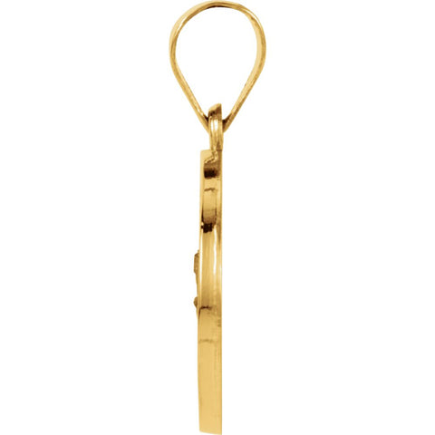 14k Yellow Gold 15mm Hollow Round St. Christopher Medal