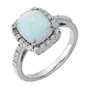 14K White Gold Created Opal & 0.07 CTW Diamond Ring (Size 6)