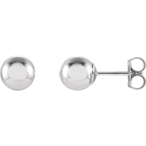 14k White Gold 6mm Ball Earrings with Bright Finish