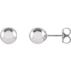 06.00 mm Pair of Ball Earrings with Bright Finish and Backs in 14K White Gold