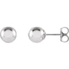 06.00 mm Pair of Ball Earrings with Bright Finish and Backs in 14K White Gold