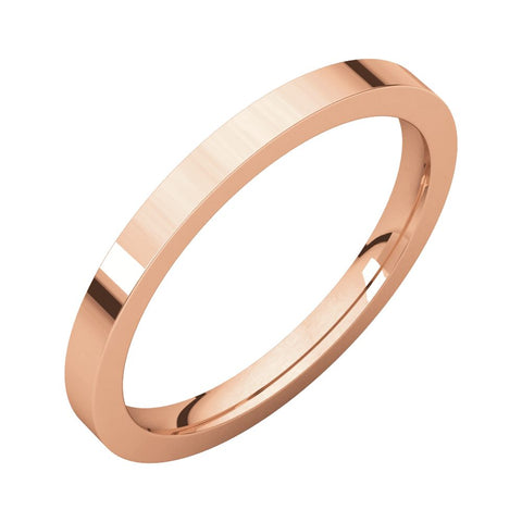 14k Rose Gold 2mm Flat Comfort Fit Band, Size 5
