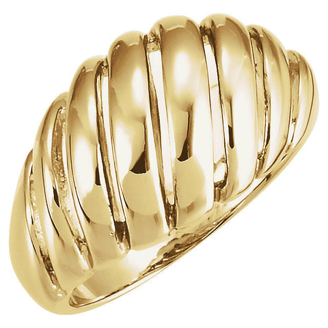 14k Yellow Gold Grooved Ring, Size 6