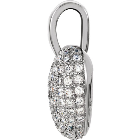 14k White Gold 1 CTW Diamond Pavé Heart Pendant