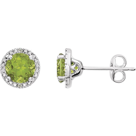 Sterling Silver Peridot & .01 CTW Diamond Earrings
