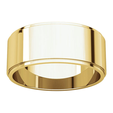 14k Yellow Gold 8mm Flat Edge Band, Size 10.5