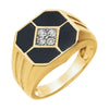 14K Yellow Gold Men's Onyx & 0.02 CTW Diamond Ring (Size 10)