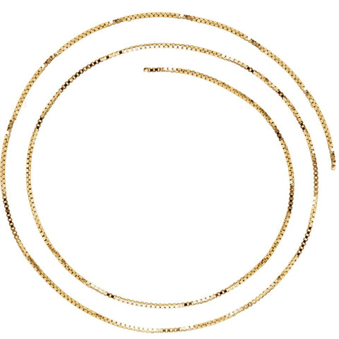 14k Yellow Gold 1mm Solid Box 20" Chain