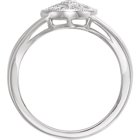 Sterling Silver .025 CTW Diamond Ring Size 8