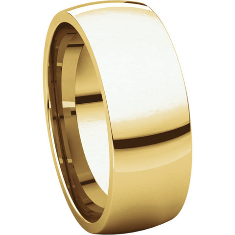 14k Yellow Gold 7mm Light Comfort Fit Band, Size 7.5