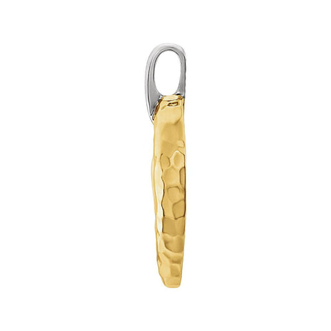 14K Two-Tone 25.3x20.84mm Hammered Heart Pendant