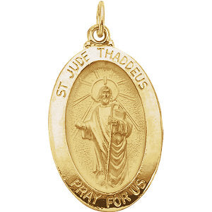 14k White Gold 18.75x13.5mm Oval St. Jude Thaddeus Medal