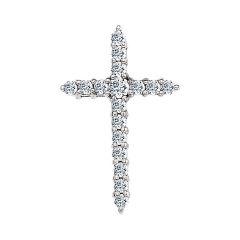 14k White Gold Diamond Cross Pendant