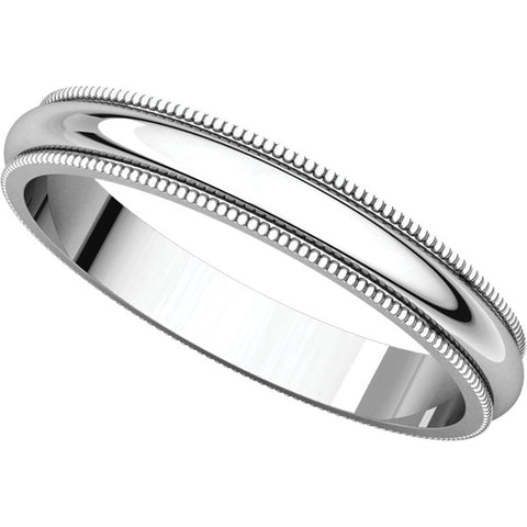 14k White Gold 3mm Milgrain Band, Size 5