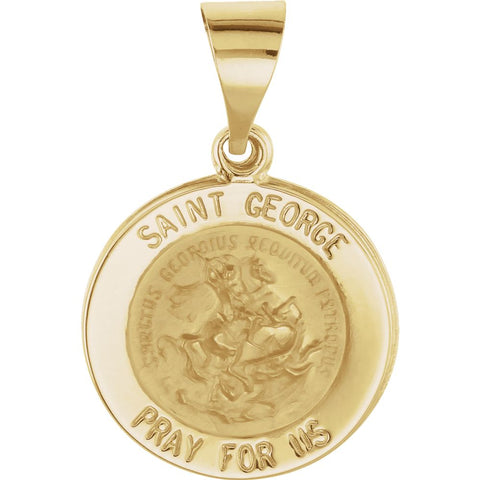 14k Yellow Gold 15mm Round Hollow Miraculous Medal