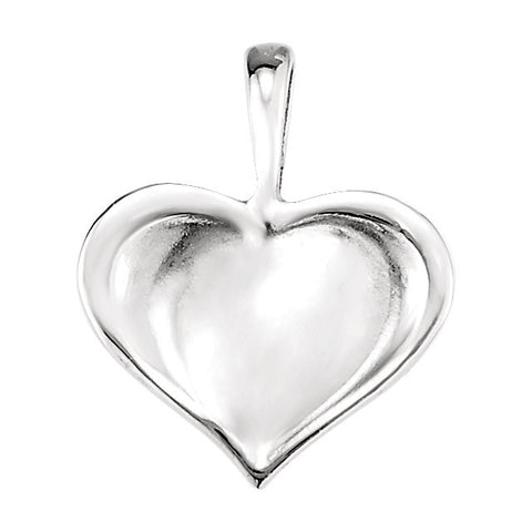 14k White Gold 15.7x13mm Small Heart print Pendant