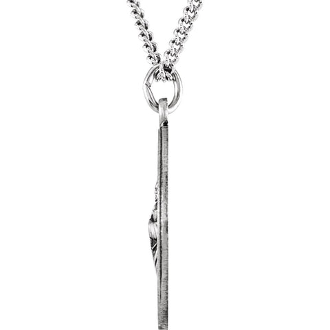 Sterling Silver 18.25 Round St. Jude Thaddeus Medal 18" Necklace