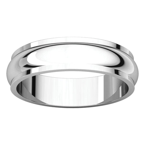 14k White Gold 5mm Half Round Edge Band, Size 10.5