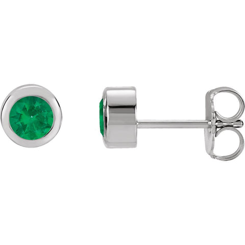 14k White Gold Chatham® Created Emerald Earrings