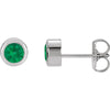14k White Gold Emerald Earrings