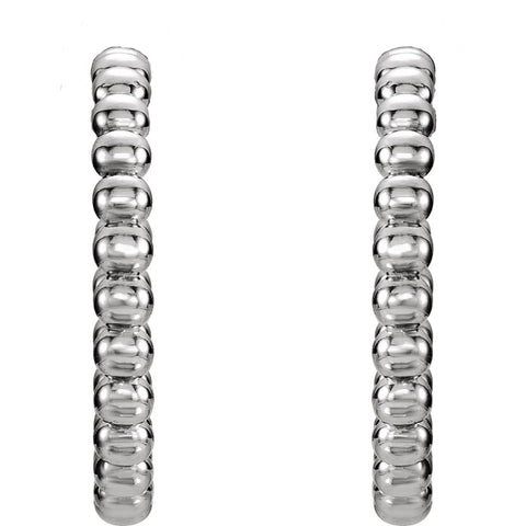 14k White Gold 17mm Beaded Hoop Earrings