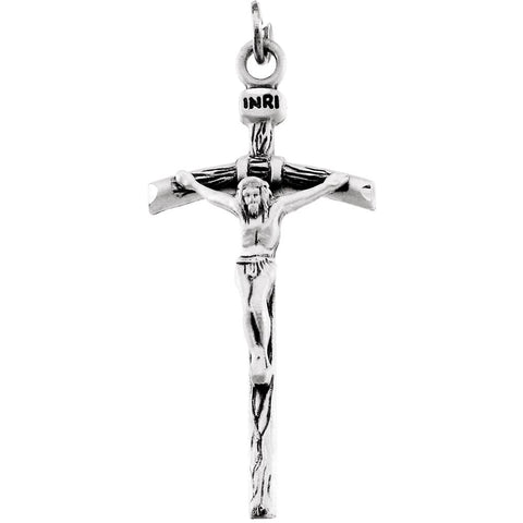 Sterling Silver 38x18mm Crucifix 24" Necklace