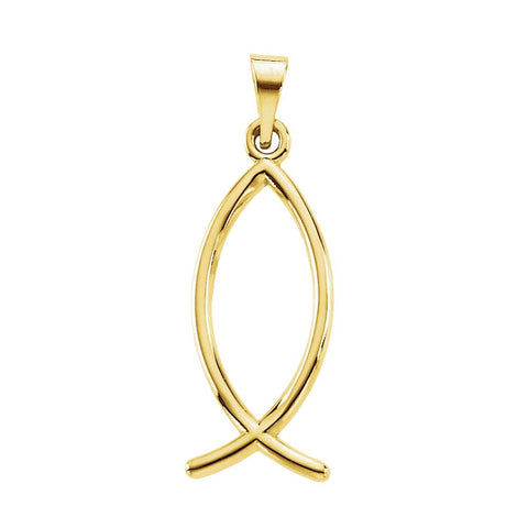 14k Yellow Gold 24x9mm Ichthus (Fish) Pendant