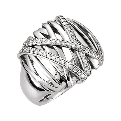 14K White Gold 1/2 CTW Diamond Nest-Design Ring (Size 6)