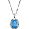 14K White Gold Swiss Blue Topaz & 0.05 CTW Diamond Necklace