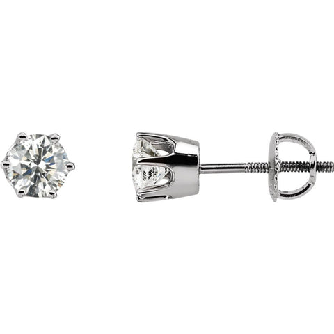 14k White Gold 1 CTW Diamond Threaded Post Stud Earrings