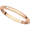 10k Rose Gold 2mm Half Round Band, Size 6