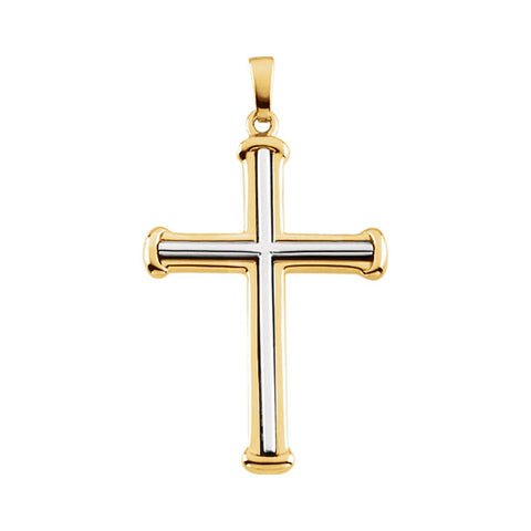 14k White/Yellow Gold Two-Tone Cross Pendant
