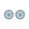 14k White Gold Sky Blue Topaz & 1/8 CTW Diamond Earrings