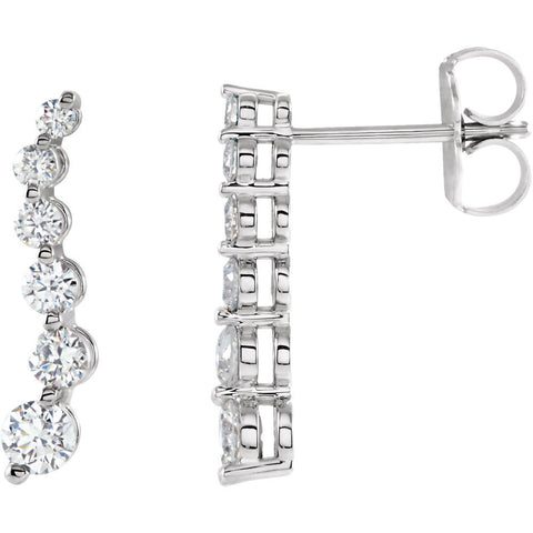 14k White Gold Journey Diamond Earrings