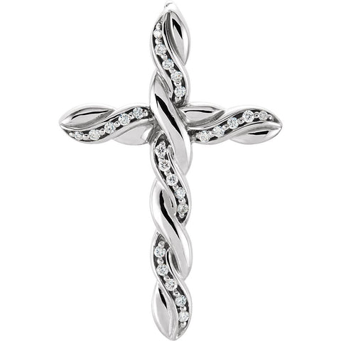 14k White Gold 1/4 CTW Diamond Cross Pendant