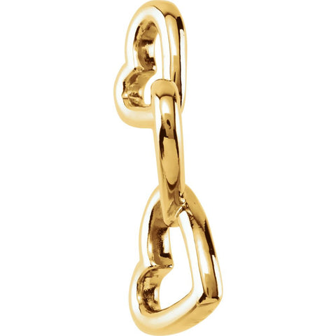 18k Yellow Gold Linked Hearts Pendant