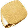 20.00 mm Men's Solid Signet Ring with Brush Finished Top in 14k Yellow Gold ( Size 10 )
