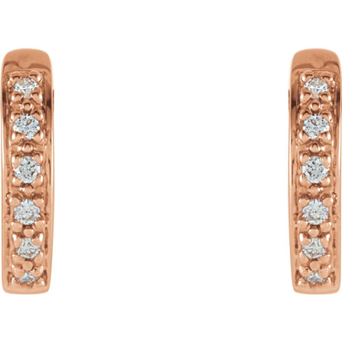 14k Rose Gold 1/10 CTW Diamond Hoop Earrings