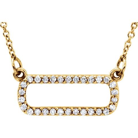 14k Yellow Gold 1/6 CTW Diamond Soft Rectangle 16" Necklace