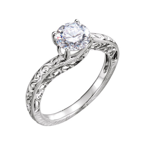 14k White Gold 4-Prong Solitaire Engagement Ring or Band, Size 6