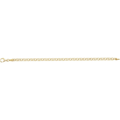 14k Yellow Gold 3.75mm Solid 7" Charm Bracelet