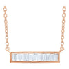 14k Rose Gold 1/4 ctw. Diamond Baguette Horizontal Bar 16-18-inch Necklace