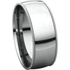 14k White Gold 7mm Light Comfort Fit Milgrain Band , Size 7.5