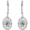 Sterling Silver Emerald Lever Back Earrings
