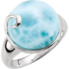 Genuine Larimar Ring in Sterling Silver ( Size 6 )