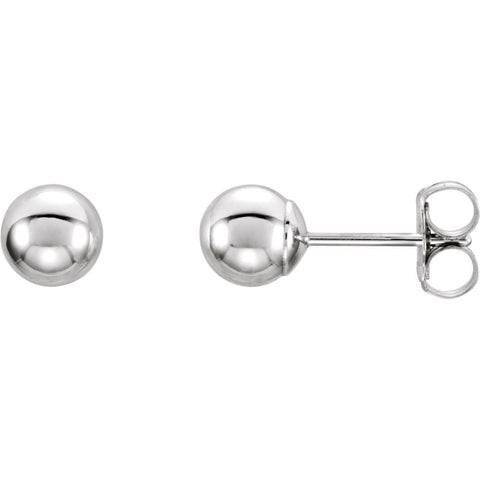14k White Gold 5mm Ball Earrings with Bright Finish