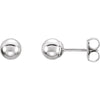 05.00 mm Pair of Ball Earrings with Bright Finish and Backs in 14K White Gold