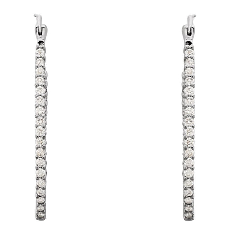 Platinum 1 CTW Diamond Inside/Outside Hoops