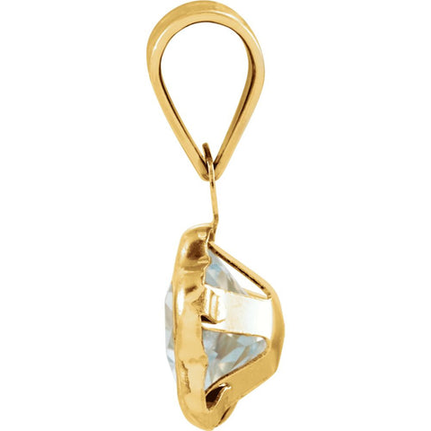 14k Yellow Gold March CZ Birthstone Pendant